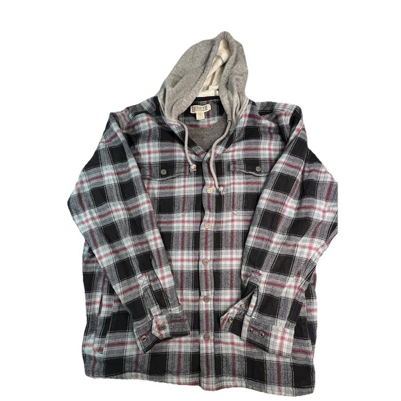 Duluth Trading Co Other - Duluth Trading Mens Hoodie Flannel Shirt Jacket 2XL‎ Tall Gray Plaid Heavy